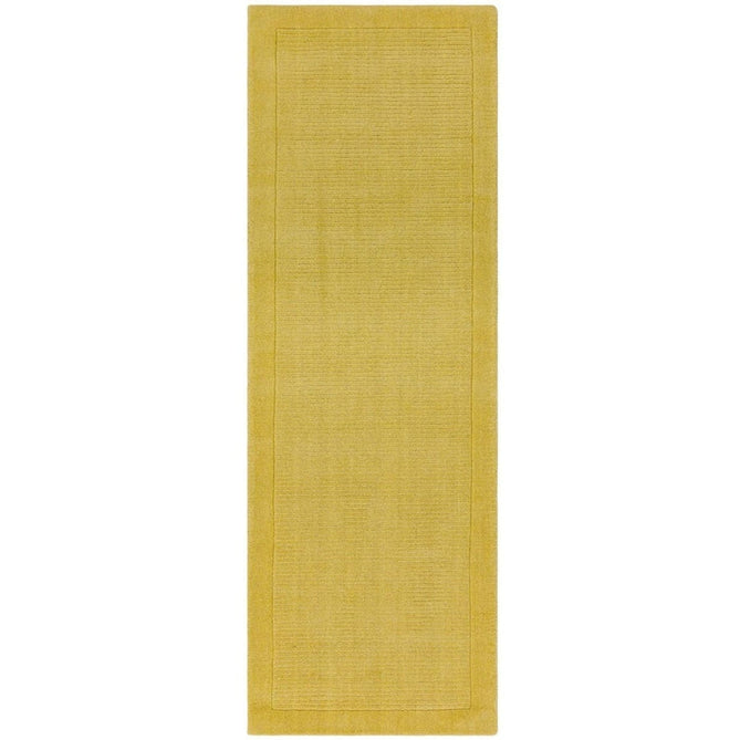 York Modern Plain Textured Subtle Ribbed Stripe Contrasting Smooth Border Handwoven Wool Loop Pile Mustard Gold Rug-Asiatic Carpets-Rug Love - The Most Loved Rug Store