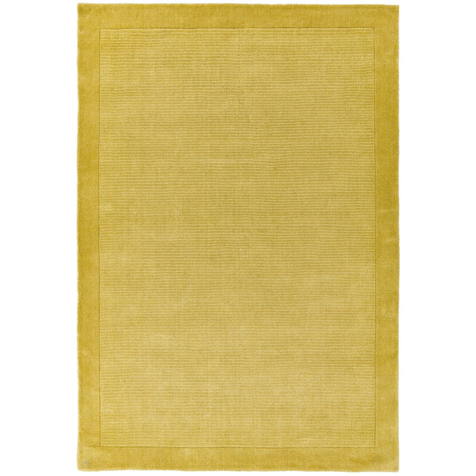 York Modern Plain Textured Subtle Ribbed Stripe Contrasting Smooth Border Handwoven Wool Loop Pile Mustard Gold Rug-Asiatic Carpets-Rug Love - The Most Loved Rug Store