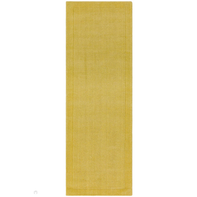 York Modern Plain Textured Subtle Ribbed Stripe Contrasting Smooth Border Handwoven Wool Loop Pile Mustard Gold Rug-Asiatic Carpets-Rug Love - The Most Loved Rug Store