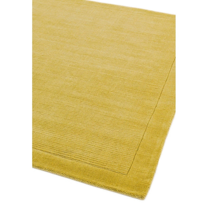 York Modern Plain Textured Subtle Ribbed Stripe Contrasting Smooth Border Handwoven Wool Loop Pile Mustard Gold Rug-Asiatic Carpets-Rug Love - The Most Loved Rug Store