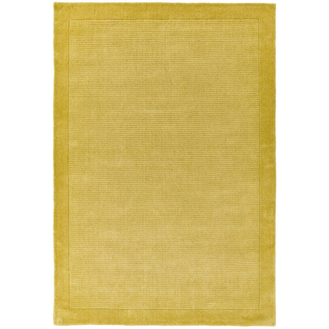 York Modern Plain Textured Subtle Ribbed Stripe Contrasting Smooth Border Handwoven Wool Loop Pile Mustard Gold Rug-Asiatic Carpets-Rug Love - The Most Loved Rug Store