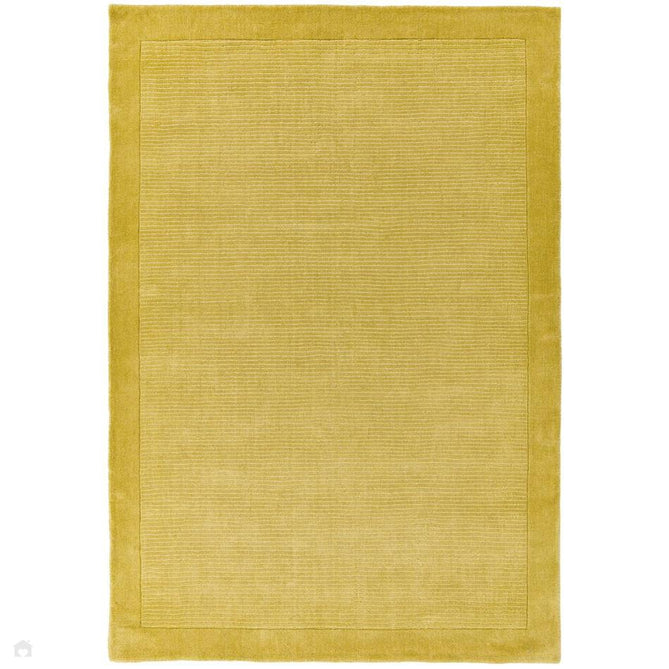 York Modern Plain Textured Subtle Ribbed Stripe Contrasting Smooth Border Handwoven Wool Loop Pile Mustard Gold Runner-Asiatic Carpets-Rug Love - The Most Loved Rug Store