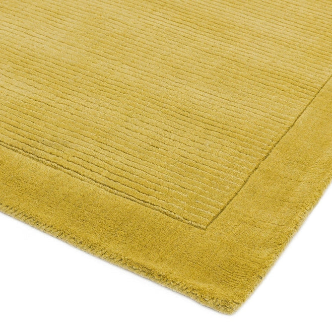 York Modern Plain Textured Subtle Ribbed Stripe Contrasting Smooth Border Handwoven Wool Loop Pile Mustard Gold Runner-Asiatic Carpets-Rug Love - The Most Loved Rug Store