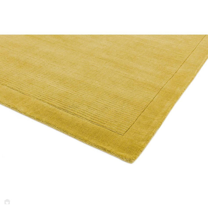York Modern Plain Textured Subtle Ribbed Stripe Contrasting Smooth Border Handwoven Wool Loop Pile Mustard Gold Runner-Asiatic Carpets-Rug Love - The Most Loved Rug Store