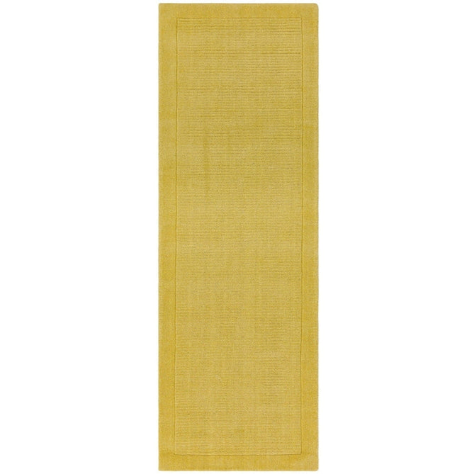 York Modern Plain Textured Subtle Ribbed Stripe Contrasting Smooth Border Handwoven Wool Loop Pile Mustard Gold Runner-Asiatic Carpets-Rug Love - The Most Loved Rug Store