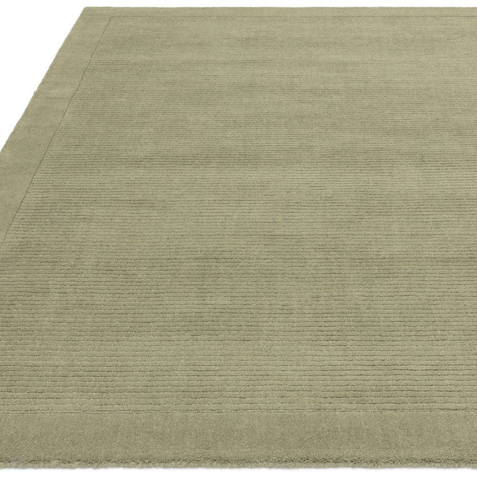 York Modern Plain Textured Subtle Ribbed Stripe Contrasting Smooth Border Handwoven Wool Loop Pile Muted Sage Rug-Asiatic Carpets-Rug Love - The Most Loved Rug Store