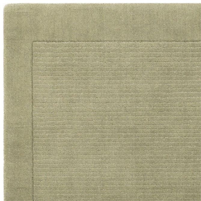 York Modern Plain Textured Subtle Ribbed Stripe Contrasting Smooth Border Handwoven Wool Loop Pile Muted Sage Rug-Asiatic Carpets-Rug Love - The Most Loved Rug Store