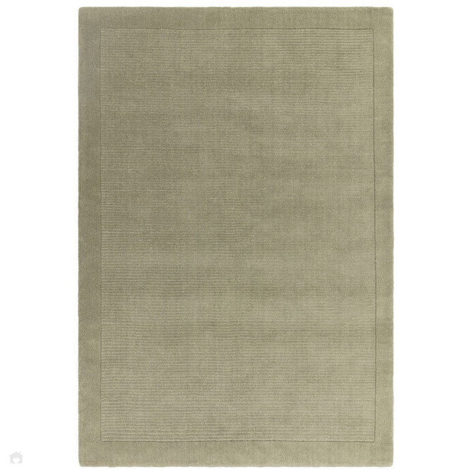 York Modern Plain Textured Subtle Ribbed Stripe Contrasting Smooth Border Handwoven Wool Loop Pile Muted Sage Rug-Asiatic Carpets-Rug Love - The Most Loved Rug Store