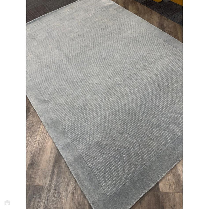 York Modern Plain Textured Subtle Ribbed Stripe Contrasting Smooth Border Handwoven Wool Loop Pile Pale Duck Egg Blue Rug-Asiatic Carpets-Rug Love - The Most Loved Rug Store
