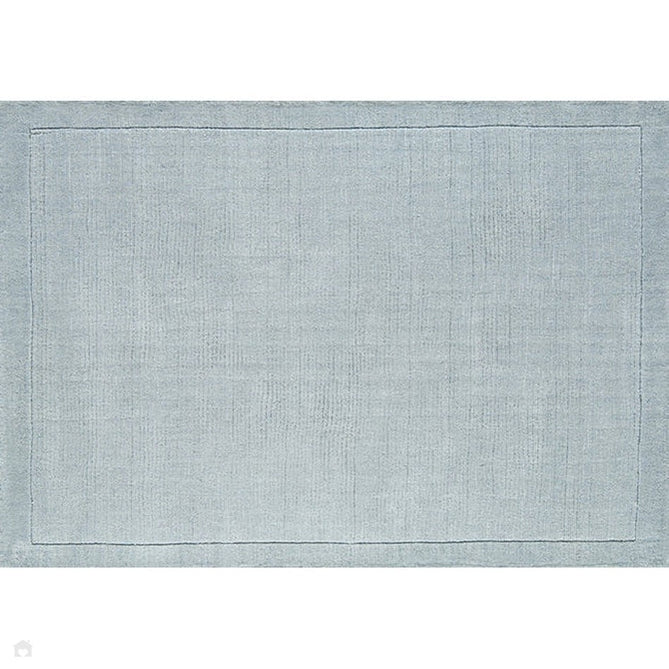 York Modern Plain Textured Subtle Ribbed Stripe Contrasting Smooth Border Handwoven Wool Loop Pile Pale Duck Egg Blue Rug-Asiatic Carpets-Rug Love - The Most Loved Rug Store