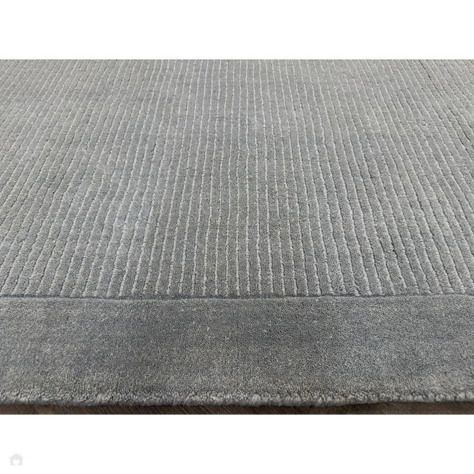 York Modern Plain Textured Subtle Ribbed Stripe Contrasting Smooth Border Handwoven Wool Loop Pile Pale Duck Egg Blue Rug-Asiatic Carpets-Rug Love - The Most Loved Rug Store