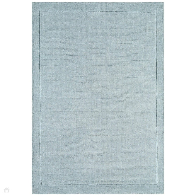 York Modern Plain Textured Subtle Ribbed Stripe Contrasting Smooth Border Handwoven Wool Loop Pile Pale Duck Egg Blue Rug-Asiatic Carpets-Rug Love - The Most Loved Rug Store