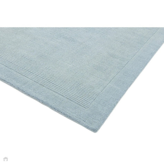 York Modern Plain Textured Subtle Ribbed Stripe Contrasting Smooth Border Handwoven Wool Loop Pile Pale Duck Egg Blue Rug-Asiatic Carpets-Rug Love - The Most Loved Rug Store