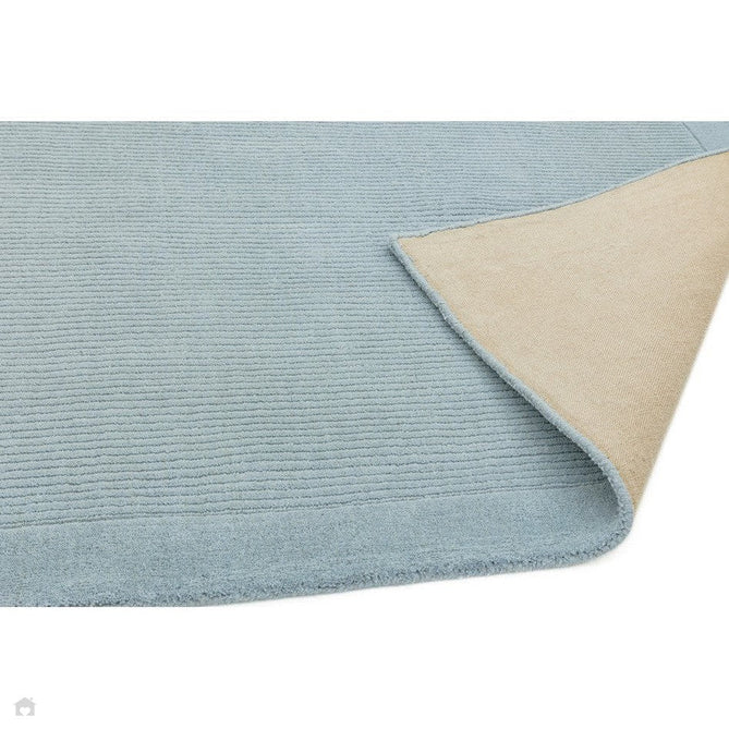 York Modern Plain Textured Subtle Ribbed Stripe Contrasting Smooth Border Handwoven Wool Loop Pile Pale Duck Egg Blue Rug-Asiatic Carpets-Rug Love - The Most Loved Rug Store