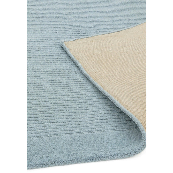 York Modern Plain Textured Subtle Ribbed Stripe Contrasting Smooth Border Handwoven Wool Loop Pile Pale Duck Egg Blue Runner-Asiatic Carpets-Rug Love - The Most Loved Rug Store