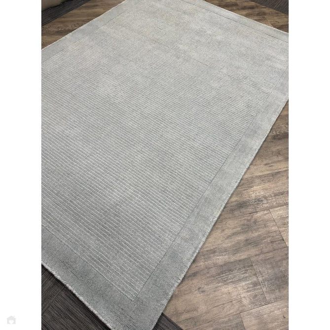 York Modern Plain Textured Subtle Ribbed Stripe Contrasting Smooth Border Handwoven Wool Loop Pile Pale Duck Egg Blue Runner-Asiatic Carpets-Rug Love - The Most Loved Rug Store
