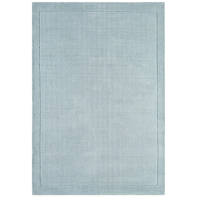 York Modern Plain Textured Subtle Ribbed Stripe Contrasting Smooth Border Handwoven Wool Loop Pile Pale Duck Egg Blue Runner-Asiatic Carpets-Rug Love - The Most Loved Rug Store