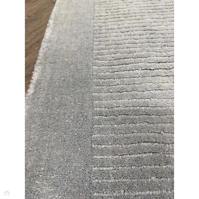 York Modern Plain Textured Subtle Ribbed Stripe Contrasting Smooth Border Handwoven Wool Loop Pile Pale Duck Egg Blue Runner-Asiatic Carpets-Rug Love - The Most Loved Rug Store