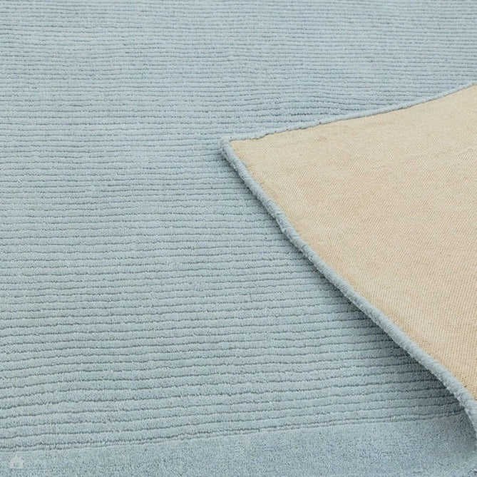 York Modern Plain Textured Subtle Ribbed Stripe Contrasting Smooth Border Handwoven Wool Loop Pile Pale Duck Egg Blue Runner-Asiatic Carpets-Rug Love - The Most Loved Rug Store
