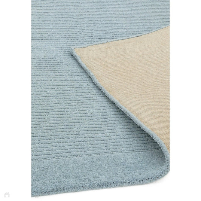 York Modern Plain Textured Subtle Ribbed Stripe Contrasting Smooth Border Handwoven Wool Loop Pile Pale Duck Egg Blue Runner-Asiatic Carpets-Rug Love - The Most Loved Rug Store