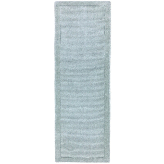 York Modern Plain Textured Subtle Ribbed Stripe Contrasting Smooth Border Handwoven Wool Loop Pile Pale Duck Egg Blue Runner-Asiatic Carpets-Rug Love - The Most Loved Rug Store