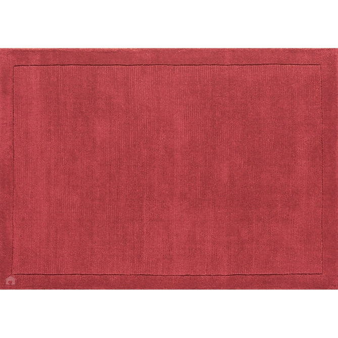 York Modern Plain Textured Subtle Ribbed Stripe Contrasting Smooth Border Handwoven Wool Loop Pile Poppy Red Rug-Asiatic Carpets-Rug Love - The Most Loved Rug Store