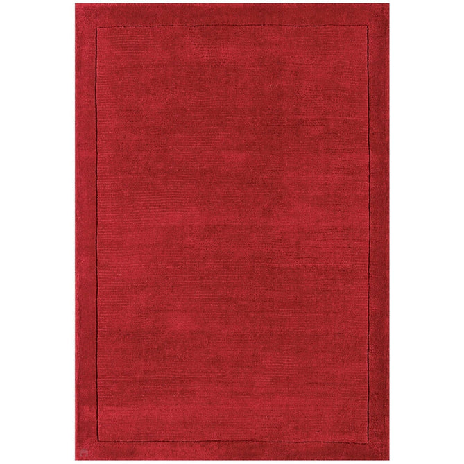 York Modern Plain Textured Subtle Ribbed Stripe Contrasting Smooth Border Handwoven Wool Loop Pile Poppy Red Rug-Asiatic Carpets-Rug Love - The Most Loved Rug Store