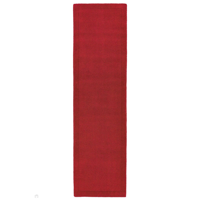 York Modern Plain Textured Subtle Ribbed Stripe Contrasting Smooth Border Handwoven Wool Loop Pile Poppy Red Rug-Asiatic Carpets-Rug Love - The Most Loved Rug Store