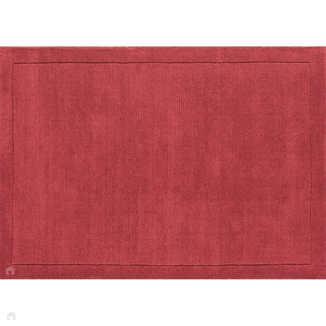 York Modern Plain Textured Subtle Ribbed Stripe Contrasting Smooth Border Handwoven Wool Loop Pile Poppy Red Rug-Asiatic Carpets-Rug Love - The Most Loved Rug Store