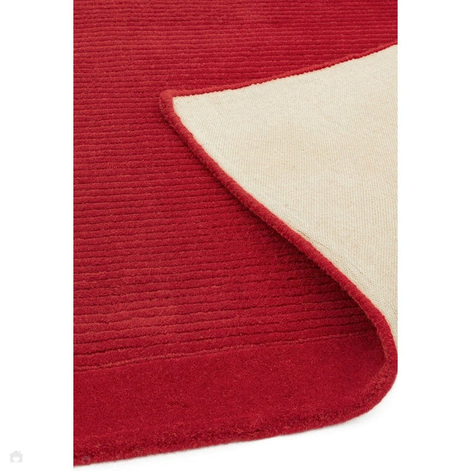 York Modern Plain Textured Subtle Ribbed Stripe Contrasting Smooth Border Handwoven Wool Loop Pile Poppy Red Rug-Asiatic Carpets-Rug Love - The Most Loved Rug Store