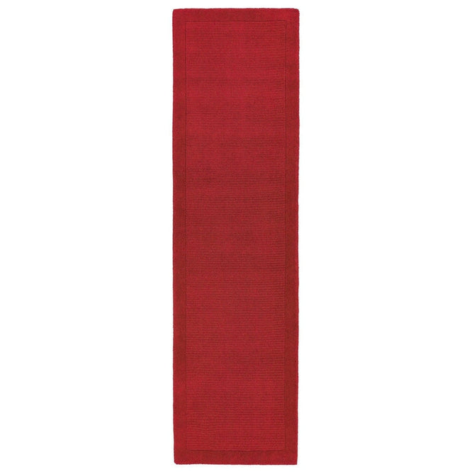 York Modern Plain Textured Subtle Ribbed Stripe Contrasting Smooth Border Handwoven Wool Loop Pile Poppy Red Rug-Asiatic Carpets-Rug Love - The Most Loved Rug Store