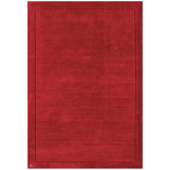 York Modern Plain Textured Subtle Ribbed Stripe Contrasting Smooth Border Handwoven Wool Loop Pile Poppy Red Rug-Asiatic Carpets-Rug Love - The Most Loved Rug Store