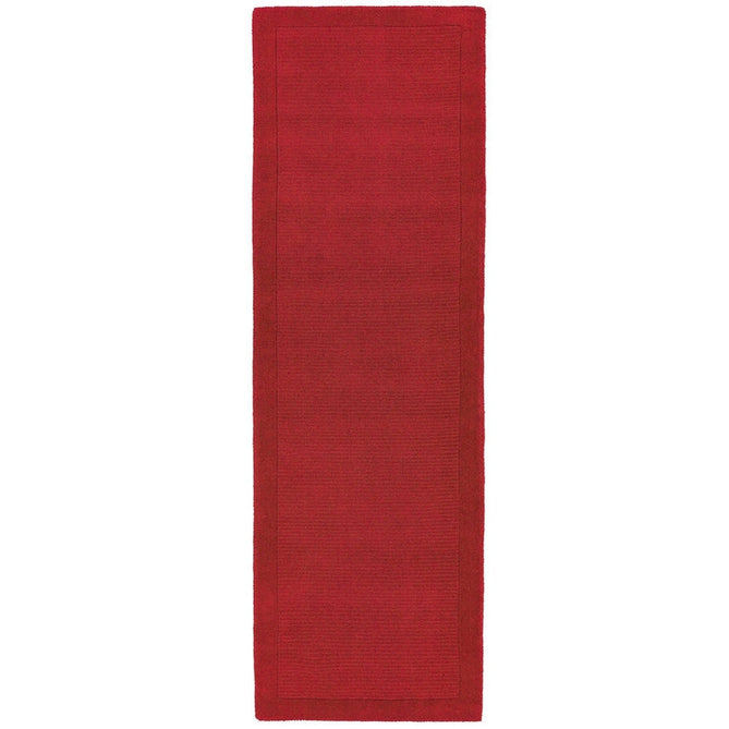 York Modern Plain Textured Subtle Ribbed Stripe Contrasting Smooth Border Handwoven Wool Loop Pile Poppy Red Runner-Asiatic Carpets-Rug Love - The Most Loved Rug Store
