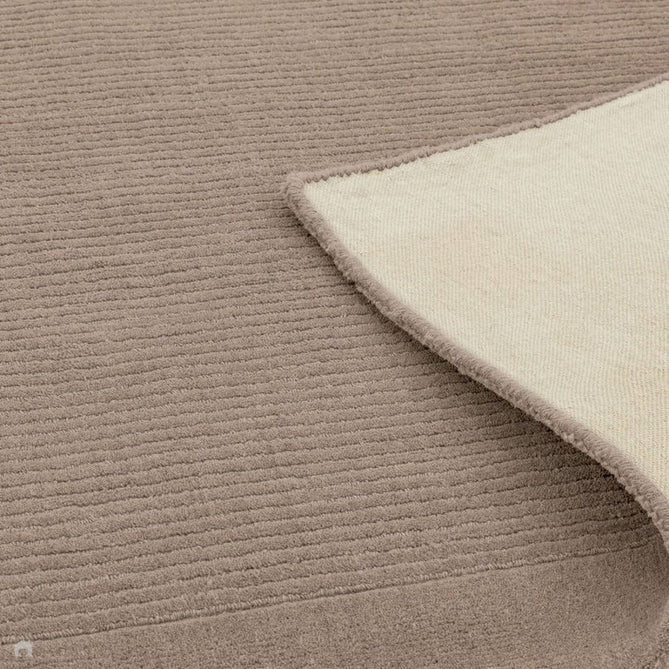 York Modern Plain Textured Subtle Ribbed Stripe Contrasting Smooth Border Handwoven Wool Loop Pile Soft Taupe Rug-Asiatic Carpets-Rug Love - The Most Loved Rug Store