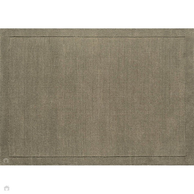 York Modern Plain Textured Subtle Ribbed Stripe Contrasting Smooth Border Handwoven Wool Loop Pile Soft Taupe Rug-Asiatic Carpets-Rug Love - The Most Loved Rug Store