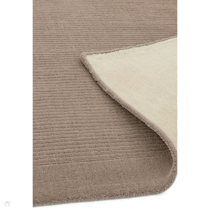 York Modern Plain Textured Subtle Ribbed Stripe Contrasting Smooth Border Handwoven Wool Loop Pile Soft Taupe Rug-Asiatic Carpets-Rug Love - The Most Loved Rug Store