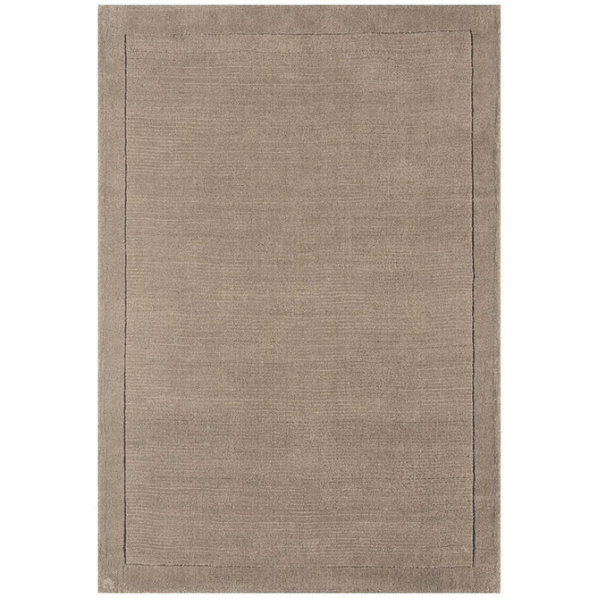 York Modern Plain Textured Subtle Ribbed Stripe Contrasting Smooth Border Handwoven Wool Loop Pile Soft Taupe Rug-Asiatic Carpets-Rug Love - The Most Loved Rug Store