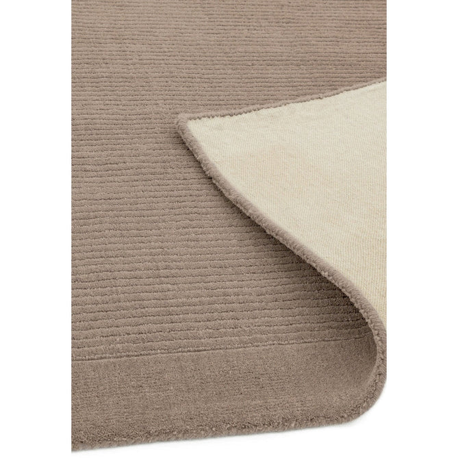 York Modern Plain Textured Subtle Ribbed Stripe Contrasting Smooth Border Handwoven Wool Loop Pile Soft Taupe Runner-Asiatic Carpets-Rug Love - The Most Loved Rug Store