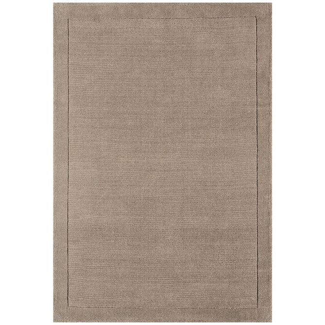 York Modern Plain Textured Subtle Ribbed Stripe Contrasting Smooth Border Handwoven Wool Loop Pile Soft Taupe Runner-Asiatic Carpets-Rug Love - The Most Loved Rug Store
