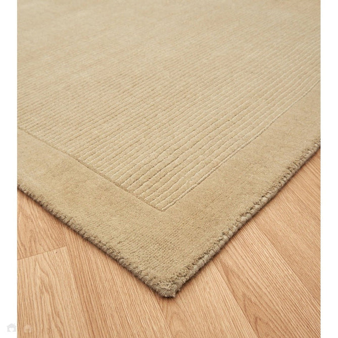 York Modern Plain Textured Subtle Ribbed Stripe Contrasting Smooth Border Handwoven Wool Loop Pile Warm Beige Rug-Asiatic Carpets-Rug Love - The Most Loved Rug Store