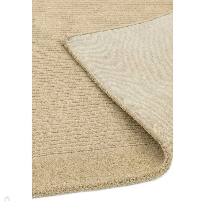 York Modern Plain Textured Subtle Ribbed Stripe Contrasting Smooth Border Handwoven Wool Loop Pile Warm Beige Rug-Asiatic Carpets-Rug Love - The Most Loved Rug Store