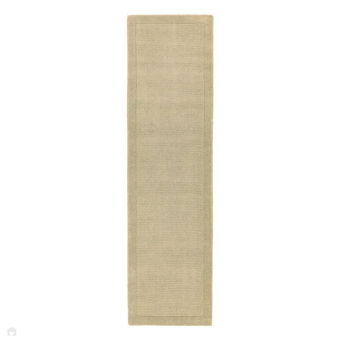 York Modern Plain Textured Subtle Ribbed Stripe Contrasting Smooth Border Handwoven Wool Loop Pile Warm Beige Rug-Asiatic Carpets-Rug Love - The Most Loved Rug Store