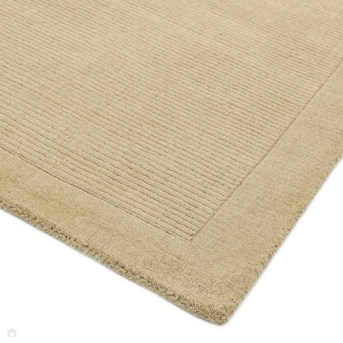 York Modern Plain Textured Subtle Ribbed Stripe Contrasting Smooth Border Handwoven Wool Loop Pile Warm Beige Rug-Asiatic Carpets-Rug Love - The Most Loved Rug Store