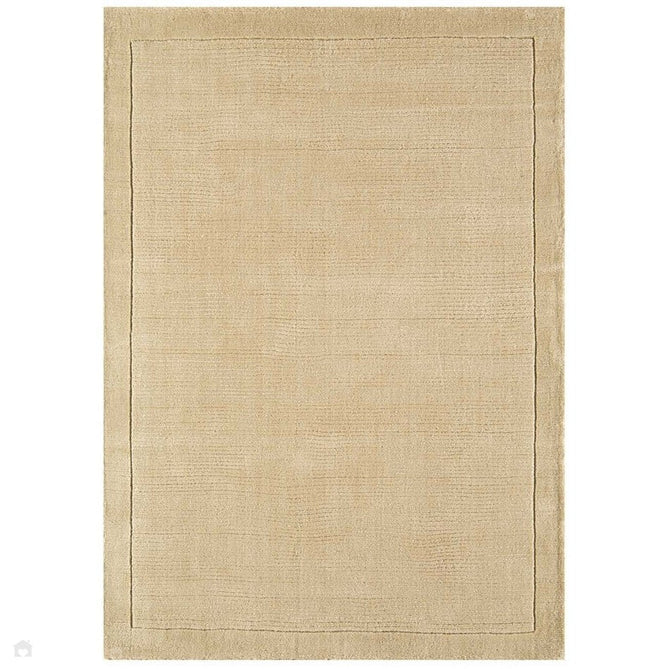 York Modern Plain Textured Subtle Ribbed Stripe Contrasting Smooth Border Handwoven Wool Loop Pile Warm Beige Rug-Asiatic Carpets-Rug Love - The Most Loved Rug Store