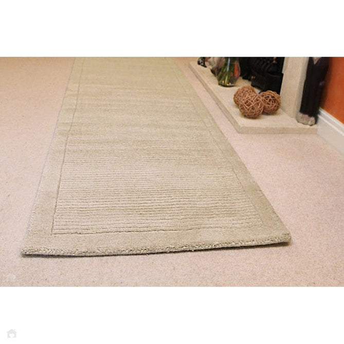 York Modern Plain Textured Subtle Ribbed Stripe Contrasting Smooth Border Handwoven Wool Loop Pile Warm Beige Rug-Asiatic Carpets-Rug Love - The Most Loved Rug Store