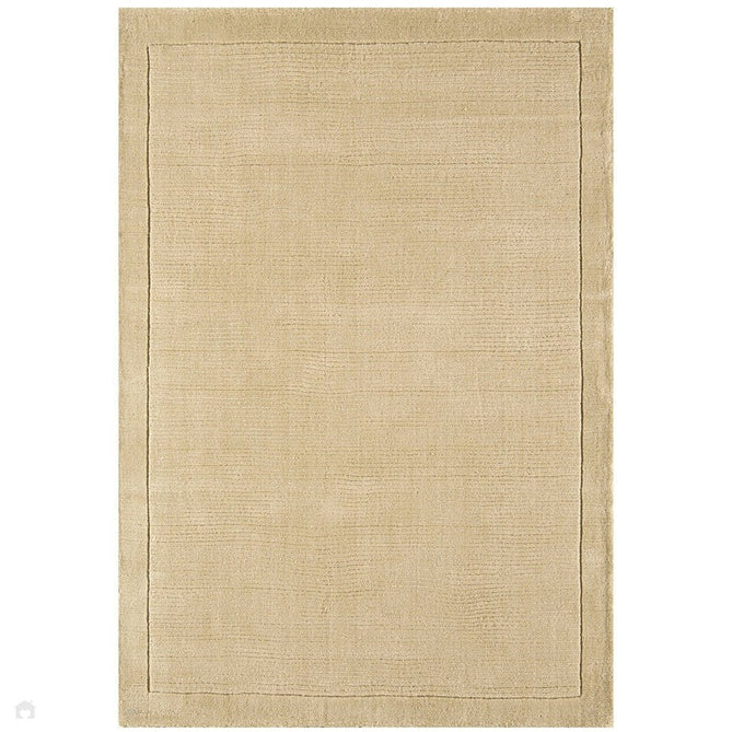 York Modern Plain Textured Subtle Ribbed Stripe Contrasting Smooth Border Handwoven Wool Loop Pile Warm Beige Rug-Asiatic Carpets-Rug Love - The Most Loved Rug Store