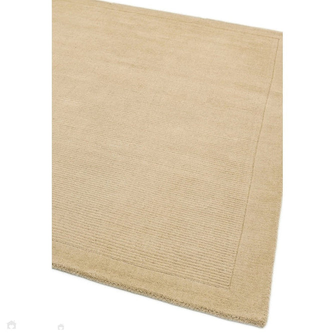 York Modern Plain Textured Subtle Ribbed Stripe Contrasting Smooth Border Handwoven Wool Loop Pile Warm Beige Rug-Asiatic Carpets-Rug Love - The Most Loved Rug Store