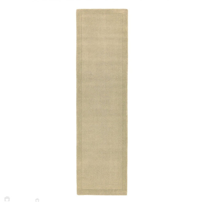 York Modern Plain Textured Subtle Ribbed Stripe Contrasting Smooth Border Handwoven Wool Loop Pile Warm Beige Rug-Asiatic Carpets-Rug Love - The Most Loved Rug Store