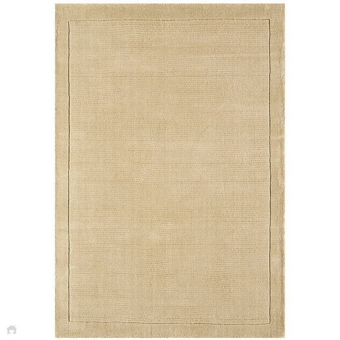York Modern Plain Textured Subtle Ribbed Stripe Contrasting Smooth Border Handwoven Wool Loop Pile Warm Beige Rug-Asiatic Carpets-Rug Love - The Most Loved Rug Store
