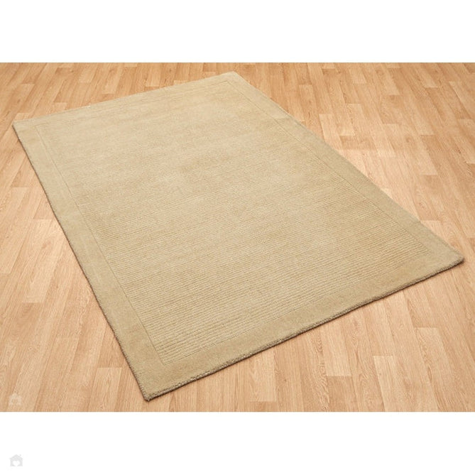 York Modern Plain Textured Subtle Ribbed Stripe Contrasting Smooth Border Handwoven Wool Loop Pile Warm Beige Rug-Asiatic Carpets-Rug Love - The Most Loved Rug Store